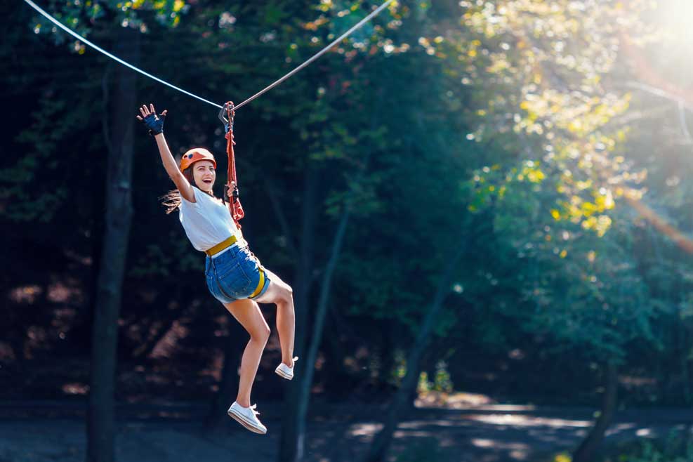 Girl on zipline